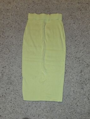 Open Edit Stretchy Sleek Yellow Knit Pencil Skirt